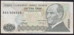 7.EMİSYON 1.TERTİP 10 LİRA A65 309315 ÇOK TEMİZ