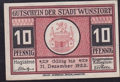 ALMANYA 10 PFENNİNG NOTGELD 1922 ÇİL
