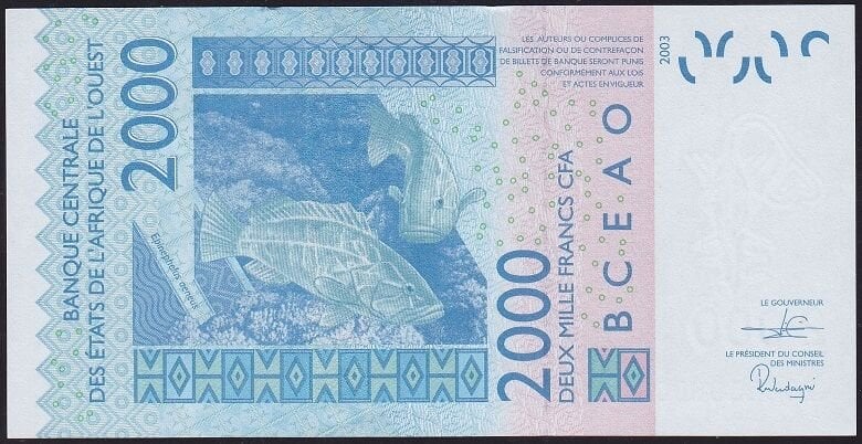 Batı Afrika 2000 Frank 2003 Çil Senegal Pick 716K Farklı İmza