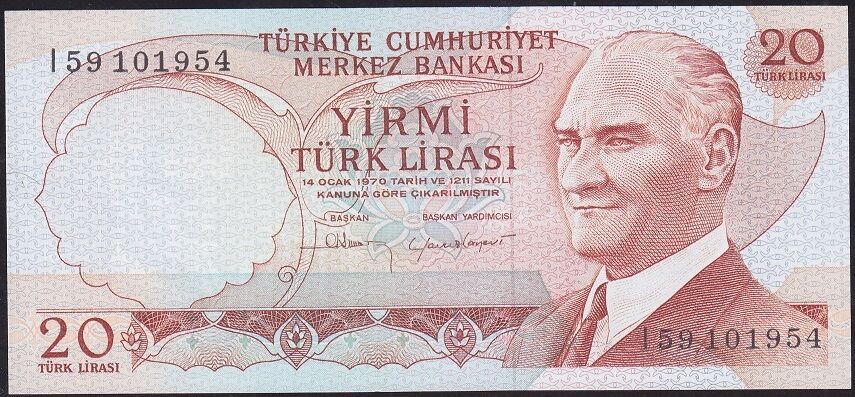 6.Emisyon 4.Tertip 20 Lira I59 101954 Çilaltı Çil