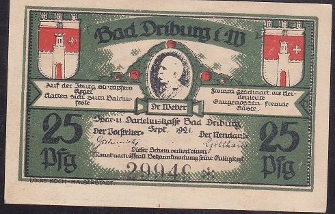 ALMANYA 25 PFENNİNG NOTGELD 1921 ÇİL