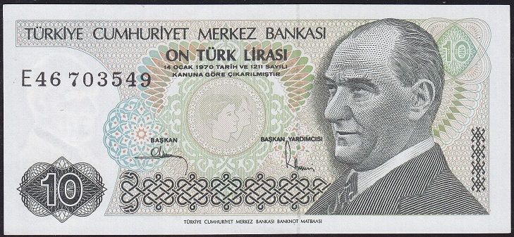 7.Emisyon 2.Tertip 10 Lira E46 703549 Çil