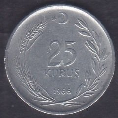 1966 Yılı 25 Kuruş Çok Temiz