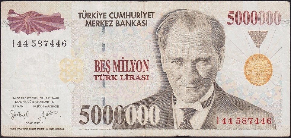 7.Emisyon 5 000 000 Lira I44 587446 Çok Temiz
