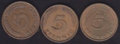 ALMANYA 5 FENİK 1976-78-79 YILLARI ( 3 ADET LOT)