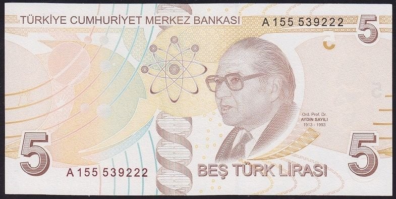 9.Emisyon 1.Tertip 5 Lira A155 539222 Çil