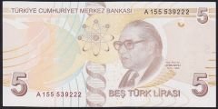 9.Emisyon 1.Tertip 5 Lira A155 539222 Çil