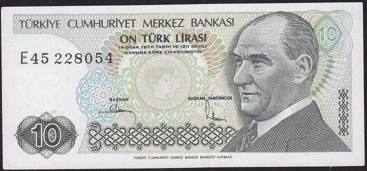 7.Emisyon 2.Tertip 10 Lira E45 228054 Çil