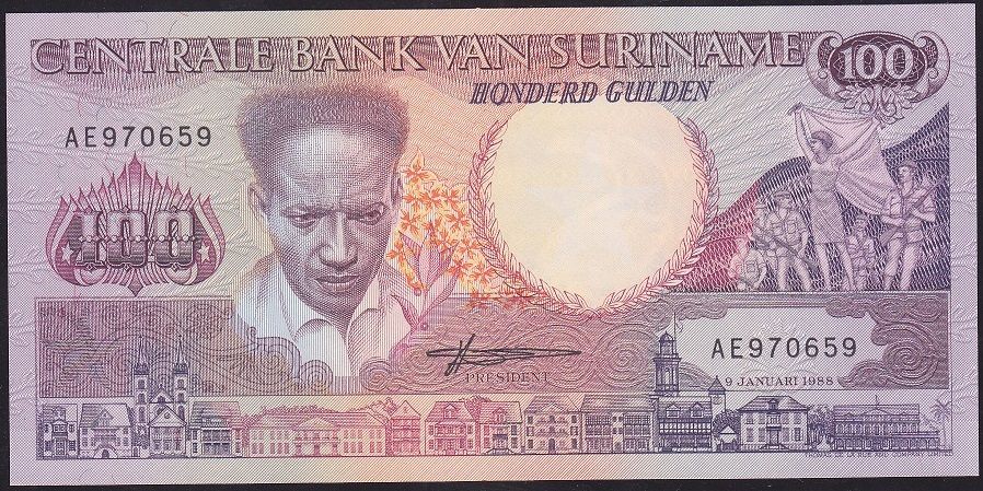 Suriname 100 Gulden 1988 Çilaltı Çil Pick 133b