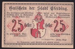 AVUSTURYA 25 HELLER NOTGELD 1919 ÇİL