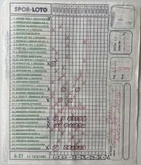 Spor Loto Kupon Kağıdı 1995