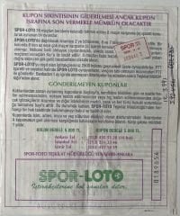 Spor Loto Kupon Kağıdı 1995