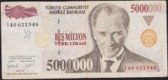 7.Emisyon 5 000 000 Lira I40 621948 Çok Temiz
