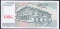 YUGOSLAVYA 10000000 DİNAR 1994 ÇİL eski kağıt para değerleri