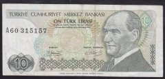 7.EMİSYON 1.TERTİP 10 LİRA A60 315157 ÇOK TEMİZ