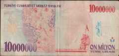 7.Emisyon 10 000 000 Lira A03 018572 Çok Temiz