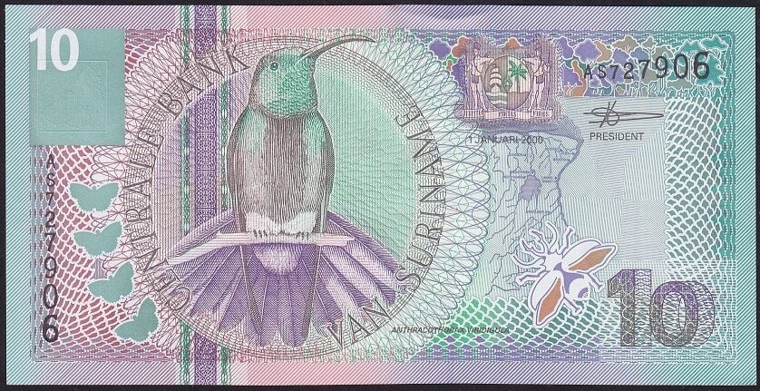Suriname 10 Gulden 2000 Çil Pick 147