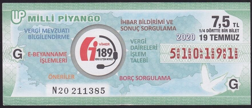 2020 19 Temmuz Çeyrek Bilet - G Serisi