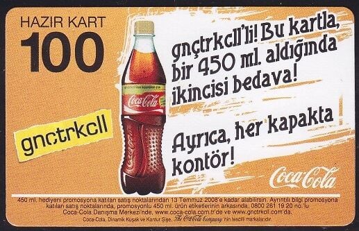 Turkcell Hazır Kart 100 Kontör 2010 Coca Cola
