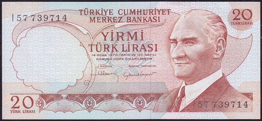 6.Emisyon 4.Tertip 20 Lira I57 739714 Çilaltı