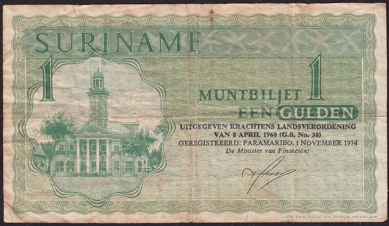Suriname 1 Gulden 1974 Çok Temiz Pick 116c