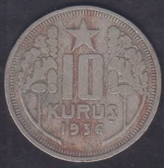 1936 Yılı 10 Kuruş Çok Temiz
