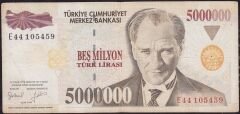7.Emisyon 5 000 000 Lira E44 105459 Çok Temiz