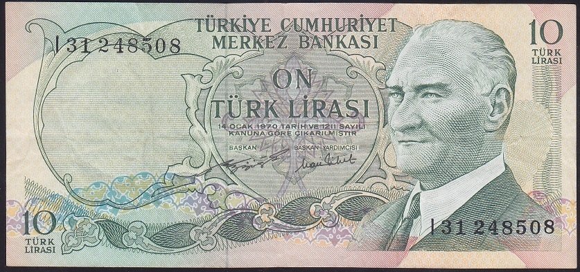 6.EMİSYON 2.TERTİP 10 LİRA I31 248508 ÇOK TEMİZ +
