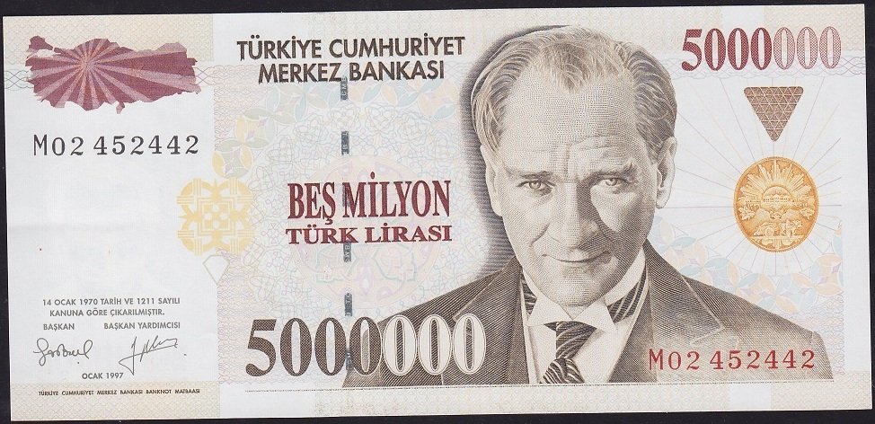 7.Emisyon 5 000 000 Lira M02 452442 Çilaltı Çil