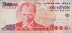 7.Emisyon 10 000 000 Lira D29 239105 Çok Temiz