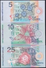 Suriname 5-10-25 Gulden 2000 Çil Set