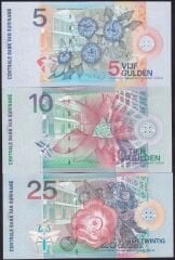 Suriname 5-10-25 Gulden 2000 Çil Set
