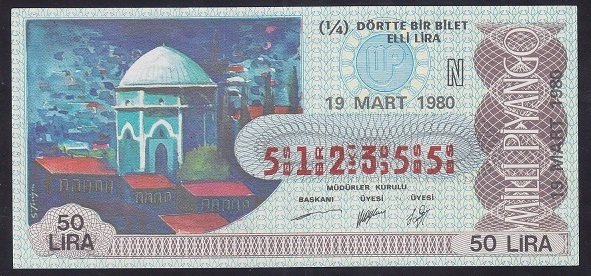 1980 19 MART ÇEYREK BİLET - N SERİSİ