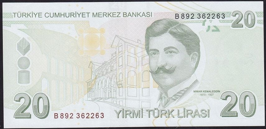 9.Emisyon 2.Tertip 20 Lira B892 362263 Çil Blok Radar