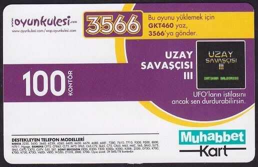 Turkcell Muhabbet Kart 100 Kontör Uzay Savaşçısı 2008