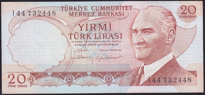 6.Emisyon 4.Tertip 20 Lira I44 732448 Ççt Çilaltı
