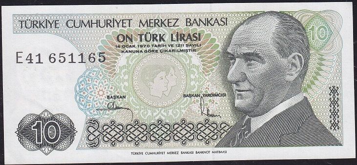 7.Emisyon 2.Tertip 10 Lira E41 651165 Ççt Çilaltı