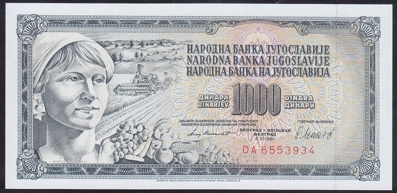 Yugoslavya 1000 Dinar 1981 Çil Pick 92d