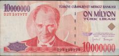 7.Emisyon 10 000 000 Lira D27 107977 Çok Temiz