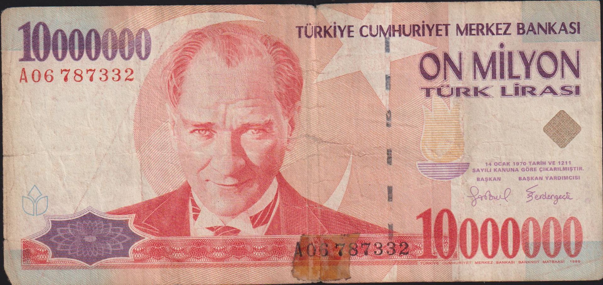 7.Emisyon 10 000 000 Lira A06 787332 Haliyle