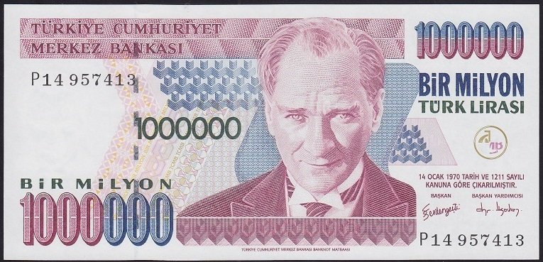 7.EMİSYON 3.TERTİP 1 000 000 LİRA P14 957413 ÇİL