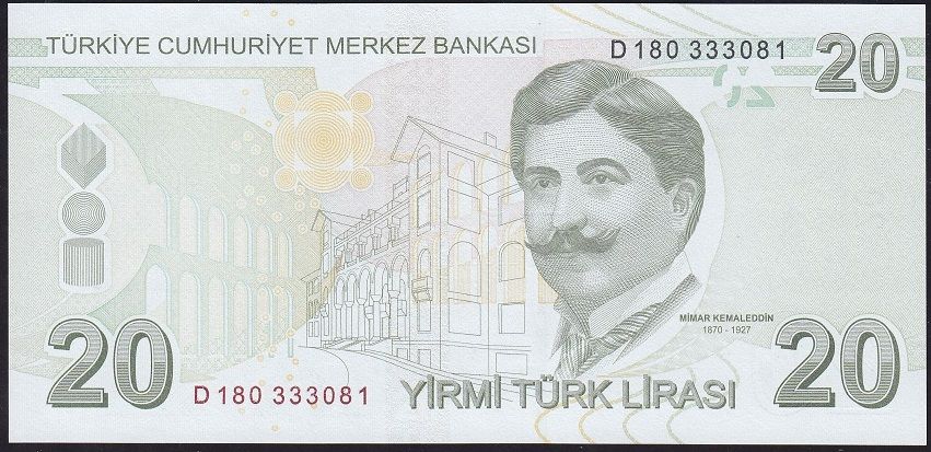 9.Emisyon 3.Tertip 20 Lira D180 333 081 Çil Radar