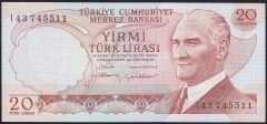 6.Emisyon 4.Tertip 20 Lira I43 745511 Çil