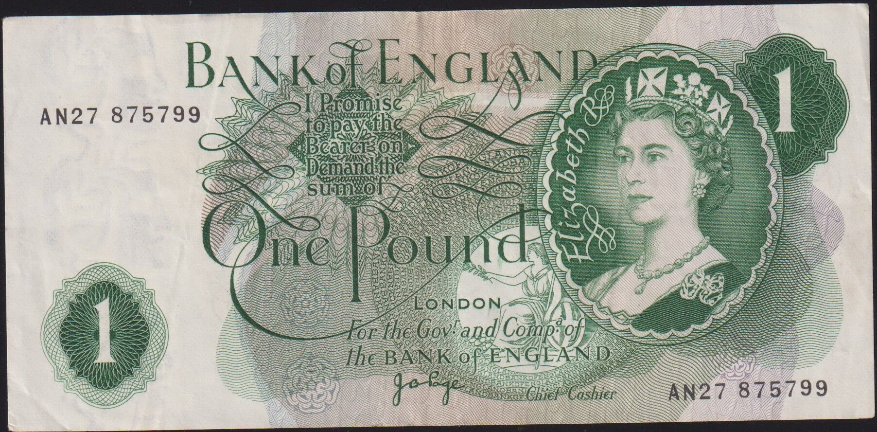 İngiltere 1 Pound 1960 - 1977 Çok Temiz+ Pick 374g Kraliçe