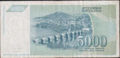 Yugoslavya 5000 Dinar 1992 Çok Temiz+  Pick 115