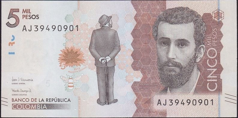 Kolombiya 5000 Pesos 2020 Çil