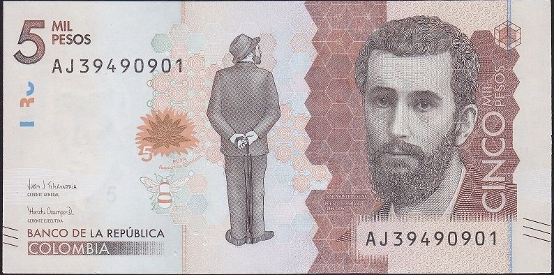 Kolombiya 5000 Pesos 2020 Çil