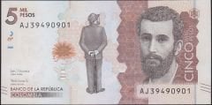 Kolombiya 5000 Pesos 2020 Çil