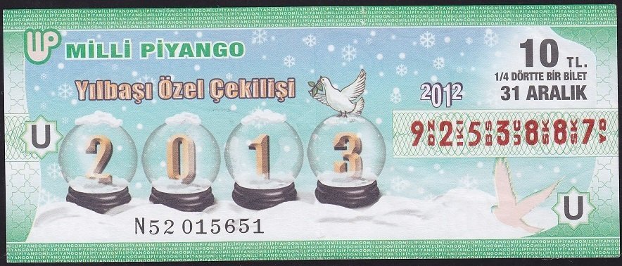 2012 31 Aralık Çeyrek Bilet - U Serisi