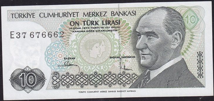 7.Emisyon 2.Tertip 10 Lira E37 676662 Çok Çok Temiz